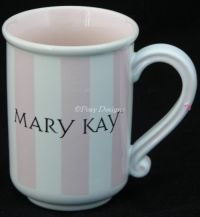 MARY KAY Pink & White Stripe Coffee Mug